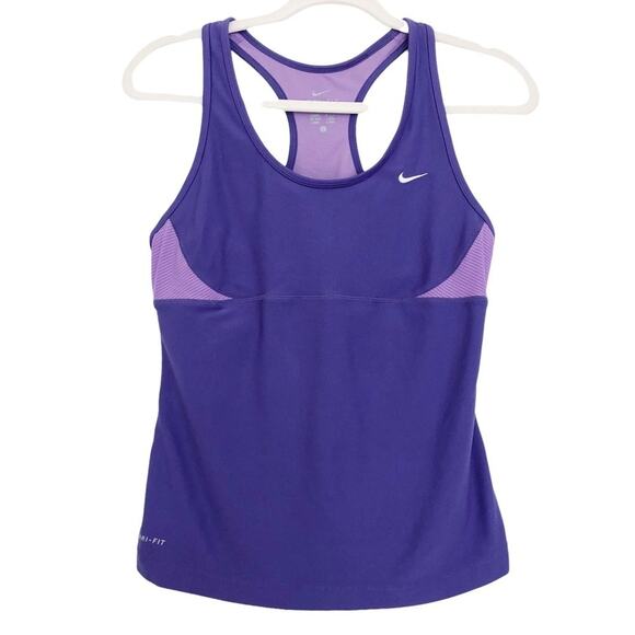 NIKE Dri-Fit Two-Tone Purple Shelf Bra Athletic Tank Size L - Picture 1 of 6